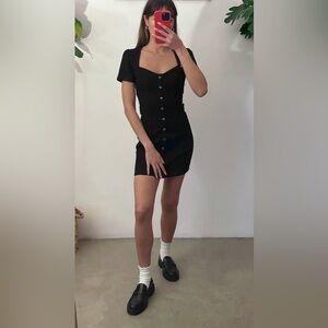 Elegant Black Button-Up Dress